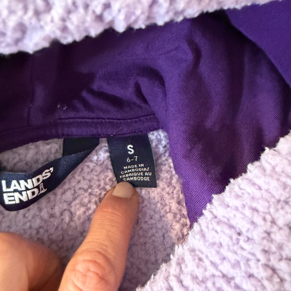 LANDS' END Kids Sherpa Fleece Hoodie in Light Purple (Size Small) - Picture 2 of 8